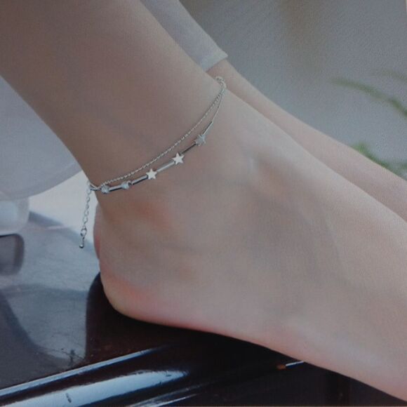 Anklet/Bracelet Silver Stars New In Box - Picture 2 of 4